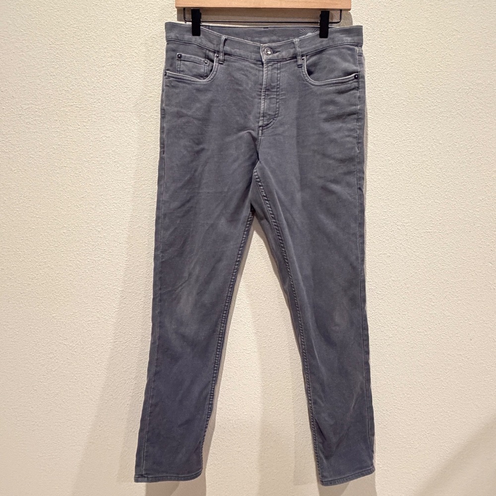FAHERTY Mens Pants 30/30 Gray Straight Leg Casual Five Pocket Stretch Denim
